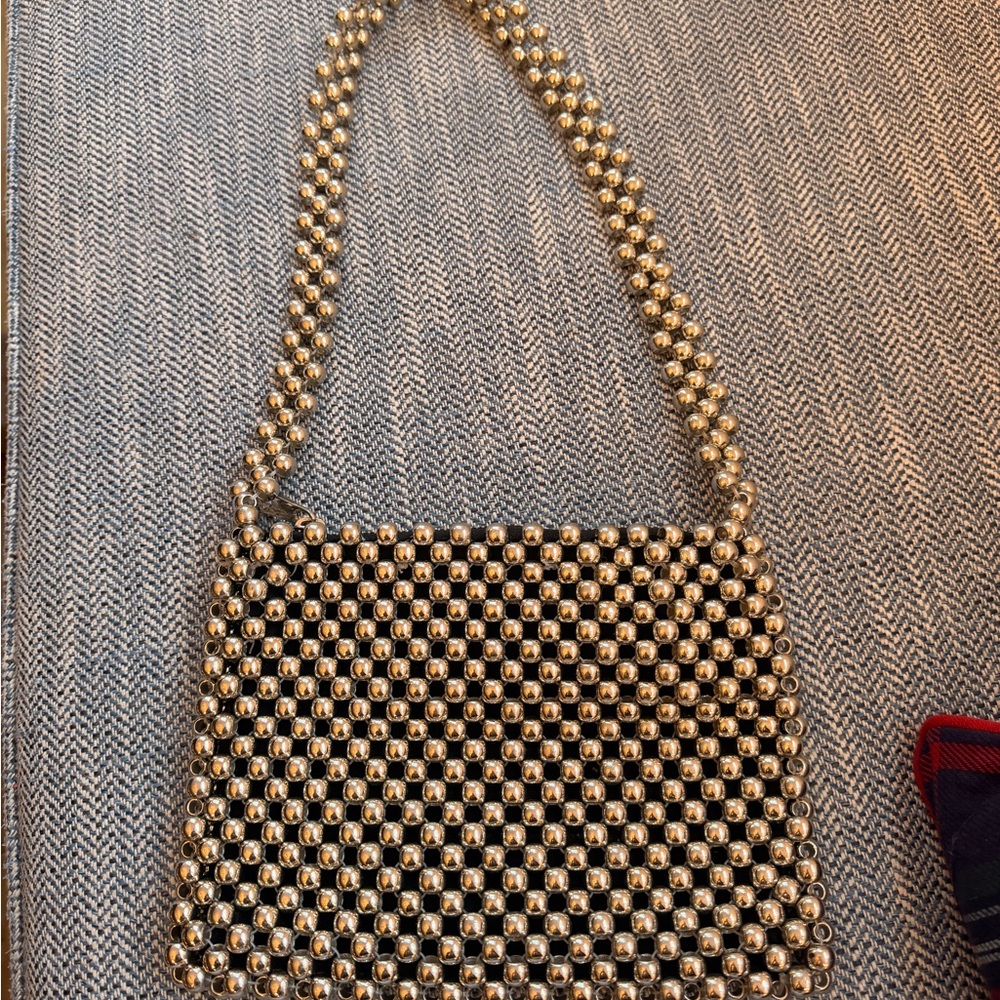 Topshop Gold Beaded Mini Bag